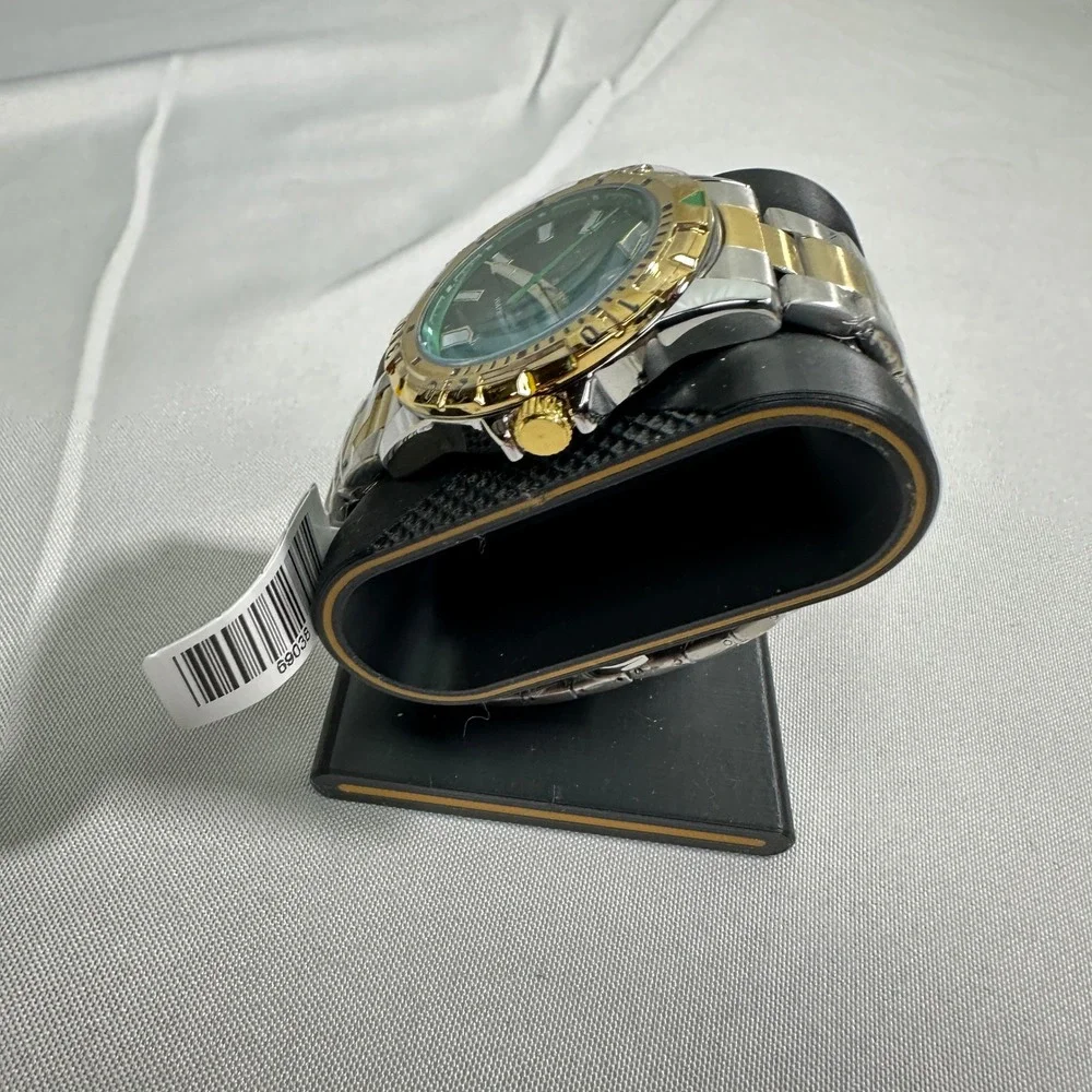 NWT Invicta 69038 Watch Mens Green Silver Gold Two Tone Diver Style Luxury